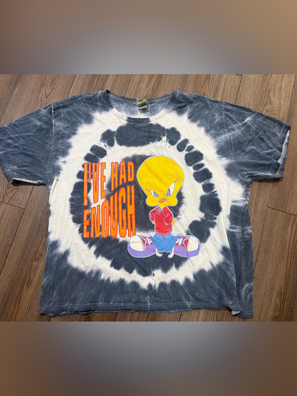 Looney Tunes Tweety Tie-Dye Short Sleeve Tee - Black & White